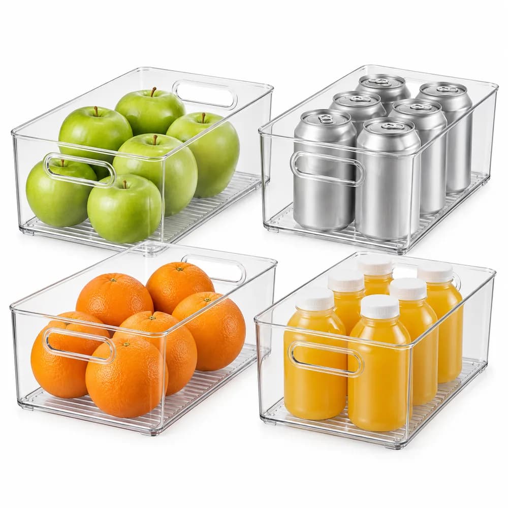 Kit 4 Organizadores de Geladeira Transparentes